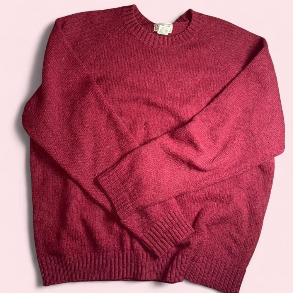 FLAWED L.L. Bean Men's Burgundy Crewneck Sweater